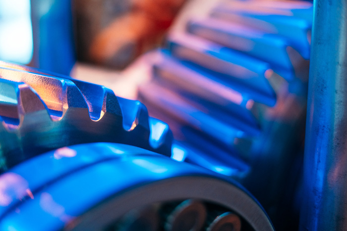 Close-up of RSG industrial speed reducers highlighting precision engineering and robust gearbox housing for demanding operations.